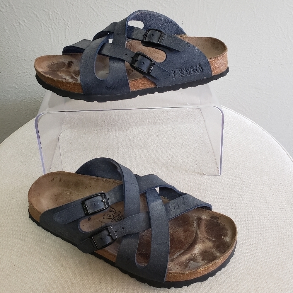 Birkenstock Birki's CALAIS Navy Suede Strap Sandal Unisex